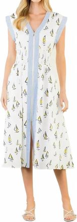 THML Clothing Zippered Sailboat Midi Dress In Cream