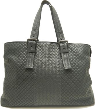 Bottega Veneta Intreccio Gray Intrecciato Tote Bag (Pre-Owned)