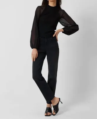 French Connection Melody High Neck Top In Black
