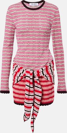 The Attico Striped crochet cotton minidress
