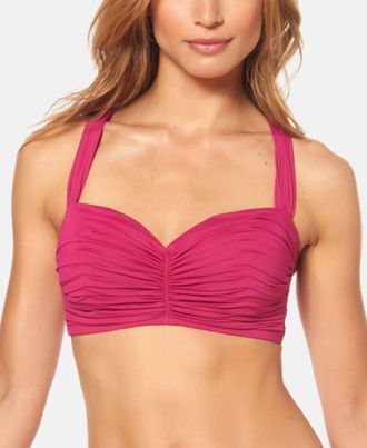 Bleu Rod Beattie Shirred Underwire Bikini Top In Pink Rouge