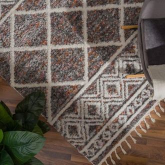 Paco Home Paco Home - Alfombra Salon De Habitacion Pelo Largo Boho Nordica Dibujo Geometrico Flecos 240x340 Cm, Multicolor 4