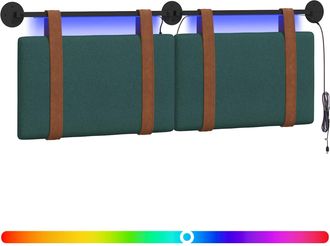vidaXL Cabecero Colgante Con Luz Led Verde Oscuro Pu Antiguo Vidaxl