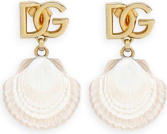 Dolce & Gabbana DG shell drop earrings - women - Brass/Shell - One Size - Gold