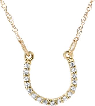Pompeii3 1/10ct Petite 14k Yellow Gold Diamond Horseshoe Pendant