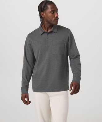 Vuori Clothing Long Sleeve Coronado Rugby | Charcoal Heather | Medium