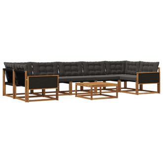 vidaXL Conjunto De Sof&aacute;s De Exterior Con Coj&iacute;n 8 Pcs Natural Y Negro Vidaxl