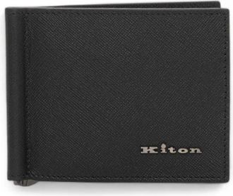 Kiton Ritsportemonnee van Saffiano-leer - Heren - Portefeuilles - Zwart - ONE Size - Leer - Accessoires