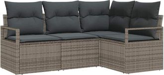 vidaXL Vidaxl - Conjunto De Sof&aacute; De Jard&iacute;n Con Coj&iacute;n 4 Pcs Gris