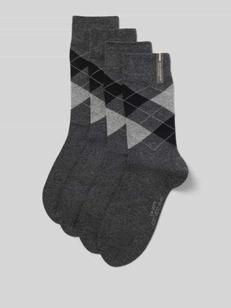Camano Socken aus Baumwoll-Mix mit Logo-Stitching im 4er-Pack in Anthrazit, Gr&ouml;&szlig;e 39-42