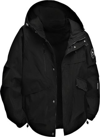 Generic KQIVAM Mens Coats Men Waterproofing Sport Jackets With Durable Outdoor Fabric Mens Hooded Jackets Men Coats With Multiple Zipper Pockets And Long Slee