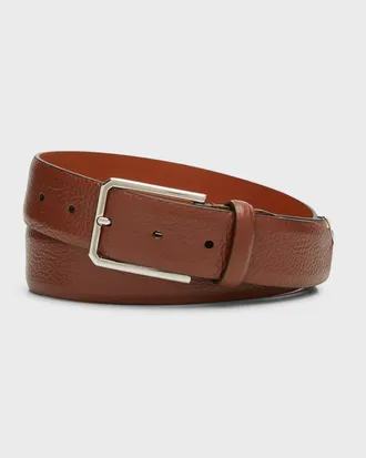 Santoni Men & apos;s Grained Leather Belt