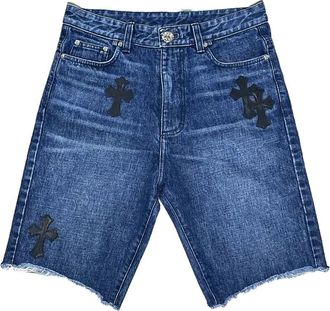 Chrome Hearts Shorts denim con applicazione - Blu