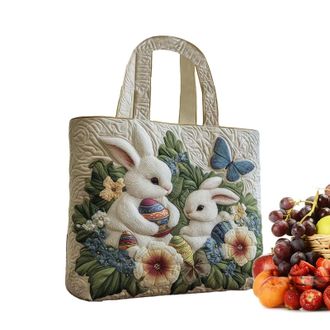 Generic Tote Bag - Bunny Print Shoulder Carrier, Seasonal Gift Hand Carry with sturdy seams comfort straps, roomy storage function, Ideal for spring celebrati