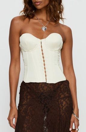 Princess Polly Afelia Lace-Up Strapless Corset Top in White at Nordstrom, Size 12