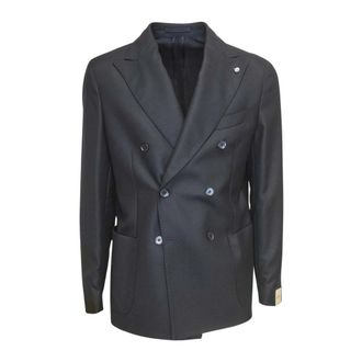 Luigi Bianchi Mantova Kostuums, Heren, Blauw, 3Xl, Wol, Giacca Doppiopetto Modello 2686
