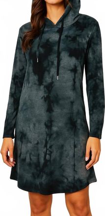 French Kyss Marble Wash Hooded Dress In Carbon