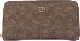 Coach Signature Brown Gold PVC Long Wallet