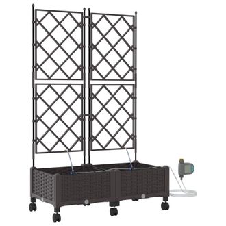 vidaXL Maceta De Jard&iacute;n Con Riego Y Ruedas 2 Uds. Marr&oacute;n Pp Vidaxl