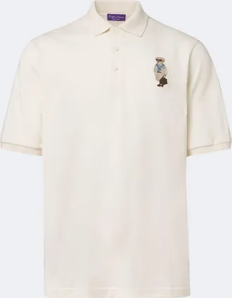 Ralph Lauren Purple Label Polo Bear cotton and cashmere piqu&eacute; polo shirt