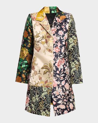Johnny Was Patchwork Floral Jacquard Coat