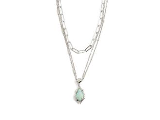 Kendra Scott Adriana Scallop Frame Strand Womens Necklace Womens Necklace Silver Sea Green Chrysocolla, Brass