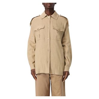 Alberta Ferretti Linnen-Viscose Stretch Jasje - Dames - Zomerjassen - Beige - M - Linnen - Jassen
