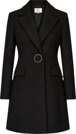 Fracomina Single-Breasted Coat - Dames - Mantel - Zwart - L - Leer - Jassen