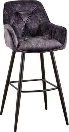 Global Interiors Design Barstuhl Barcelona - Samt Grau