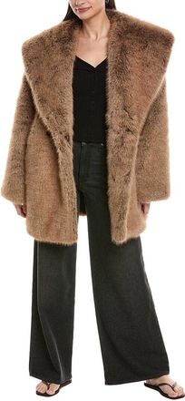 WeWoreWhat Shawl Collar Faux Fur Coat