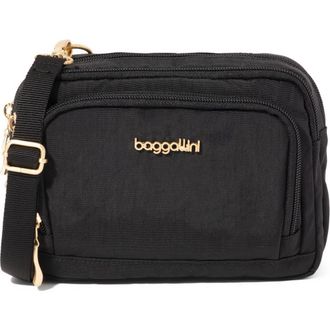 Baggallini Trifecta RFID Wallet Crossbody Bag in Black With Gold Hardware at Nordstrom