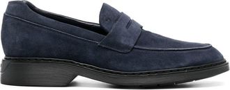Hogan brushed-effect leather loafers - men - Calf Leather/Calf Leather/Rubber - 6,5 - Blue