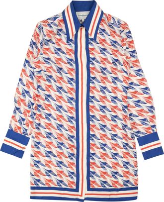 Casablanca Red And White Printed Aviation Houndstooth Dress