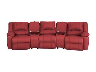 VENTE-UNIQUE.COM Sof&aacute; relax piel 3 plazas rojo 308x99cm