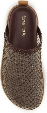 Forte_Forte Womens Mesh Mules Chocolate Calf Leather Sandal