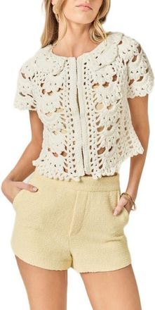English Factory Crochet Crop Cardigan in White at Nordstrom, Size X-Small