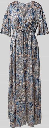 b.young B.Young Maxikleid mit V-Ausschnitt Modell HILLY in Blau, Größe S/M