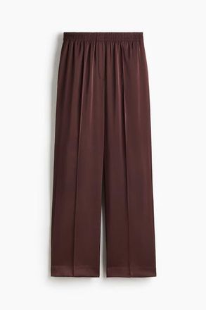 H&M Wide Crease-detail Trousers in Dark Brown at Nordstrom, Size Xx-Small