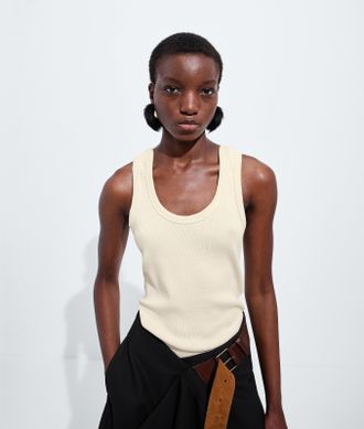 Bottega Veneta Compact Cotton Jersey Rib Tank Top - White - Women - XS