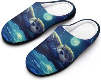 Generic Wildlife Animal Sea Otter Mens Slippers Comfortable And Non-slip Cotton Slipper Shoe for House