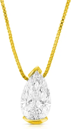 Vir Jewels 3 cttw Pear Lab Grown Diamond Solitaire Pendant Necklace in 14K Gold with Chain For Women