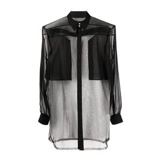 Rick Owens Fogpocket Jumbo Outershirt - Dames - Blouses & Shirts - Zwart - Maat: M Zijde