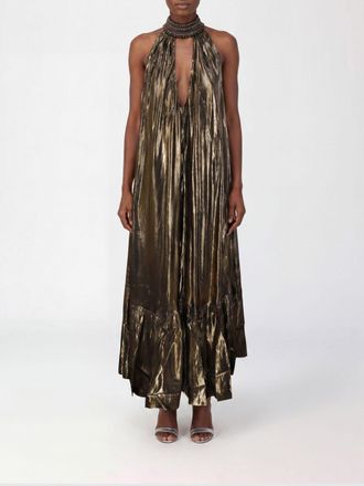 Mes Demoiselles... Long Halter Neck Lurex Gown with Beaded Embellishments