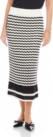 Fifteen Twenty Zoe Stripe Pointelle Cotton Blend Midi Sweater Skirt in Black/Cream at Nordstrom, Size X-Large