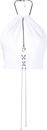 Dsquared2 Night Out rhinestone-embellished crop top - women - Polyester - 42 - White