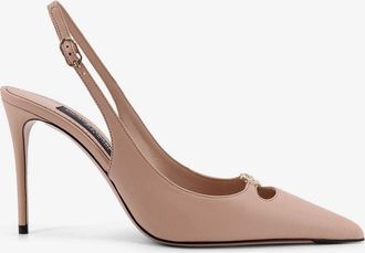 Dolce & Gabbana Decollet&eacute; in pelle con logo DG in metallo - DOLCE & GABBANA - gender_Woman