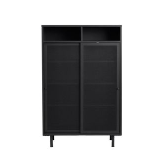 DRAWER Vitrina de 2 puertas, 2 estantes de metal h140cm - negro