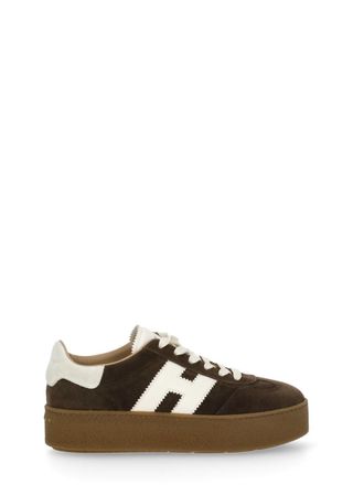 Hogan Brown Suede Leather Sneakers with Rubber Platform Sole