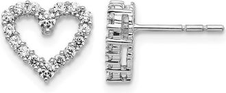 Diamond2Deal 10K White Gold 1/2 ct Lab Grown Diamond Heart Stud Earrings VS Clarity, G-H Color