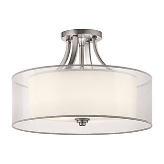 Netlighting Lacey 4 Light SemiFlush Mount Antique Pewter E27 in Grey
